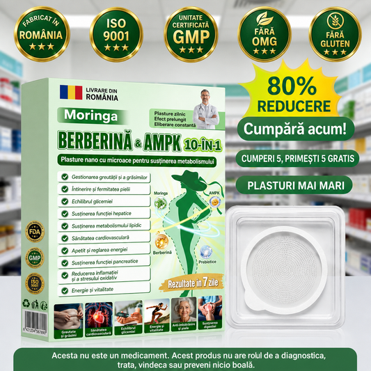 🧑‍⚕️ Plasture nano cu microace 10-în-1 pentru susținerea metabolismului cu Moringa × Berberină × AMPK 🇷🇴